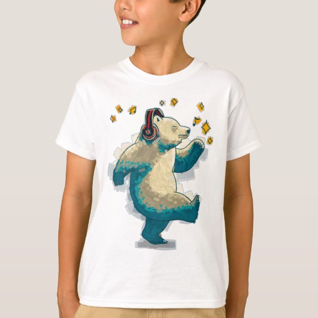 Dancing Bear with headphones T-Shirt (Front)