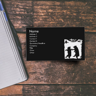 Dancing Bears Black Silhouette Business Card