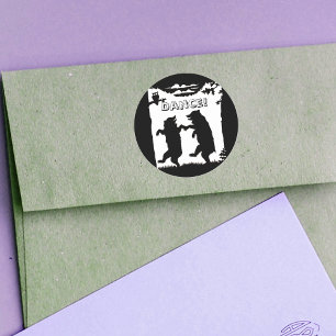 Dancing Bears Black Silhouette Classic Round Sticker