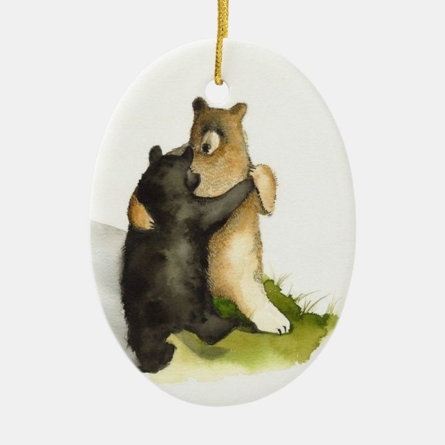 "Dancing Bears" Ceramic Tree Decoration (Front)
