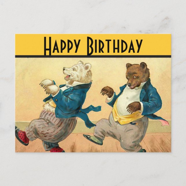 Dancing Bears Happy Birthday Postcard (Front)