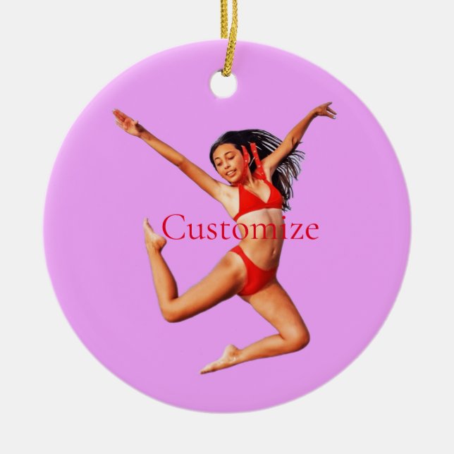 Dancing Bikini Model Thunder_Cove Ceramic Tree Decoration (Front)