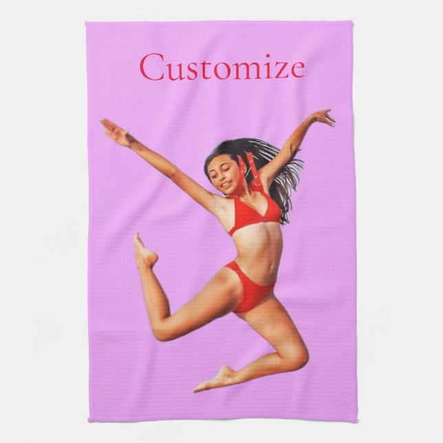 Dancing Bikini Model Thunder_Cove Tea Towel (Vertical)