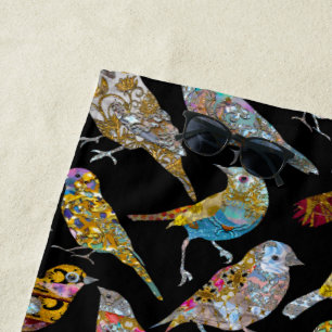 Dancing Birds Unique Elegance Beach Towel