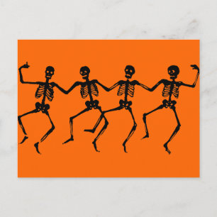 Dancing Black Skeletons Postcard