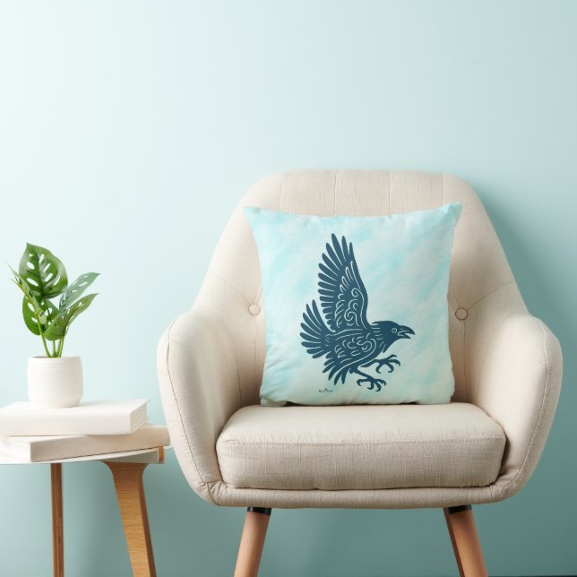 Dancing Blue Raven Cushion (Chair)