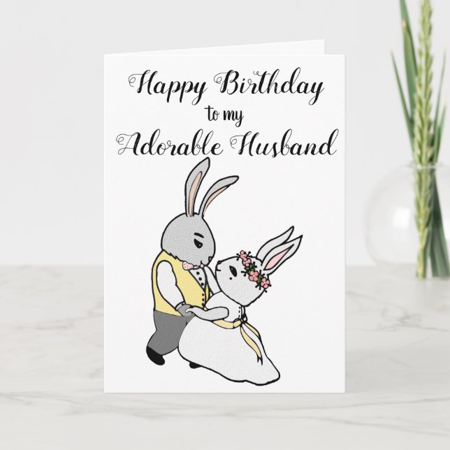 Dancing Bunnies Happy Birthday Greeting Card (Front)