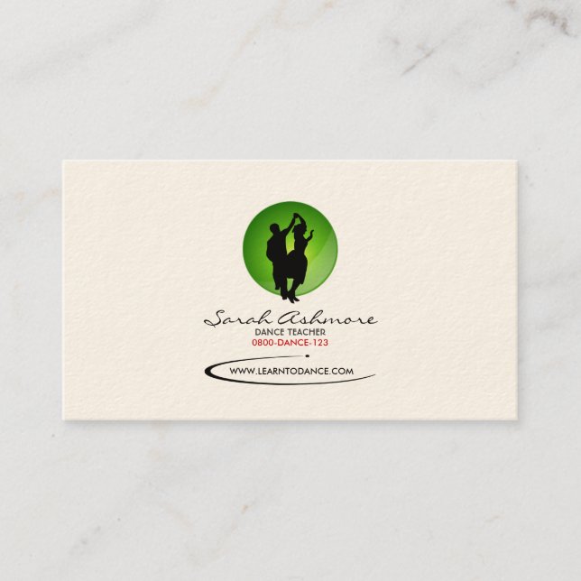 Dancing Business Card (Green Backdrop) (Front)