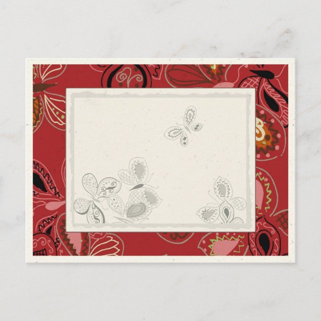 Dancing Butterfly in Red Postcard (Front)