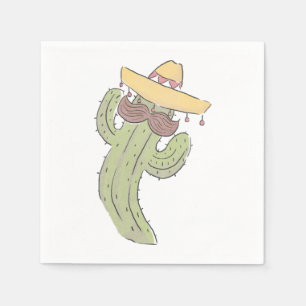 Dancing Cactus with Moustache in Sombrero Napkin