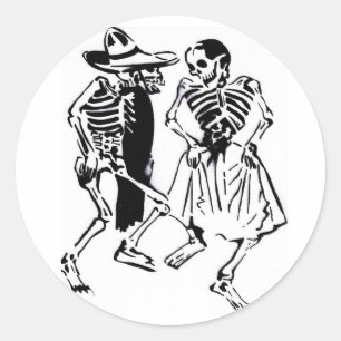 Dancing Calaveras Classic Round Sticker