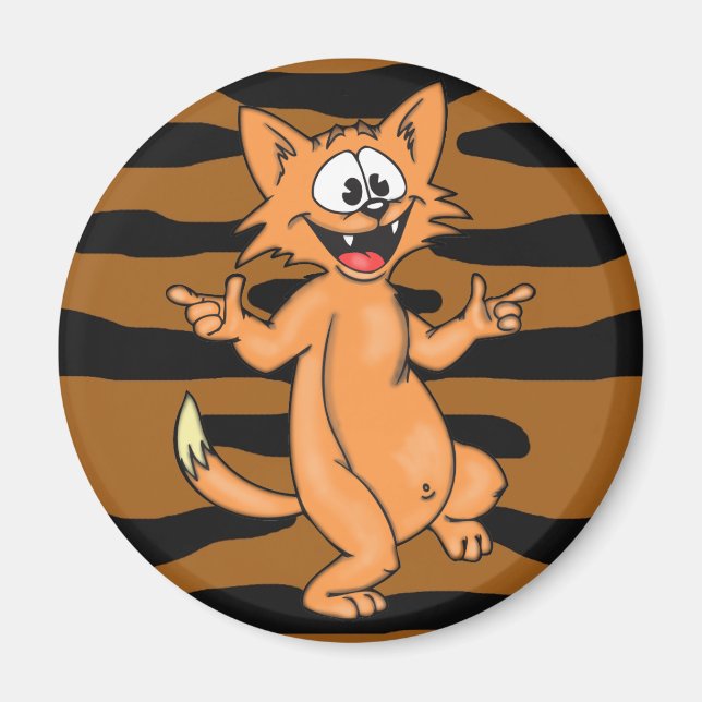 Dancing Cartoon Cat Magnet (Front)