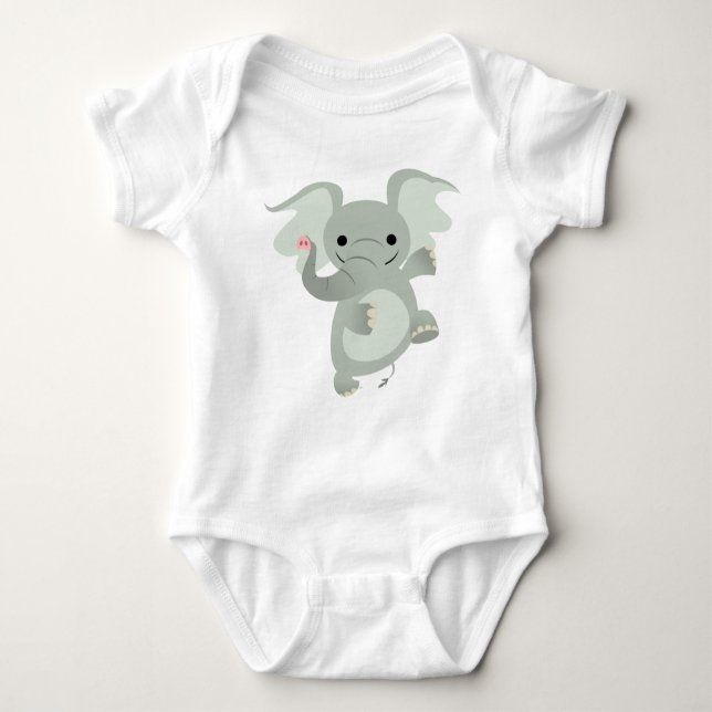 Dancing Cartoon Elephant  Baby Apparel Baby Bodysuit (Front)