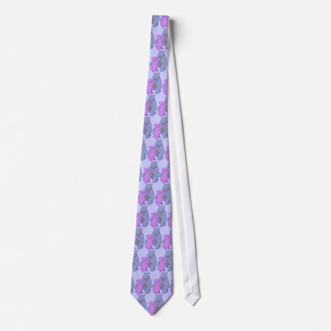 Dancing Cartoon Hippo Tango Tie (Front)