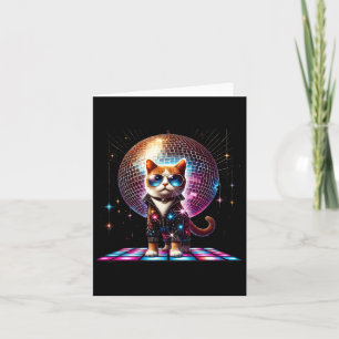Dancing Cat Disco Ball Kitten Kitty Lover Funny Pa Card