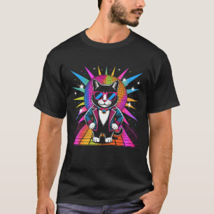 Dancing Cat Disco Ball Kitten Kitty Lover Funny Pa T-Shirt