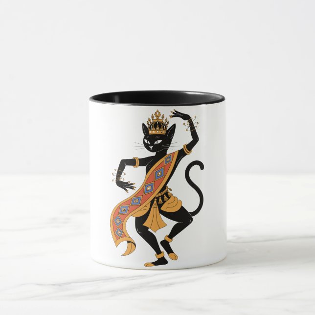 Dancing Cat King Graphic Tea Coffee Mug (Center)