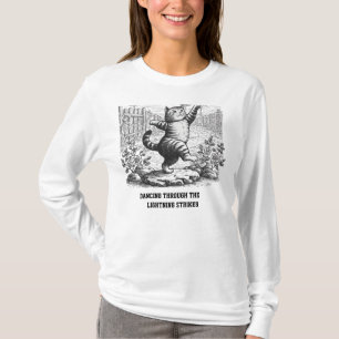 Dancing Cat Lightning Strikes Vintage T-Shirt