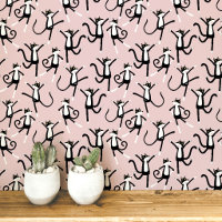 Dancing Cat Pattern Blush Pink
