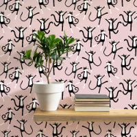 Dancing Cat Pattern Blush Pink