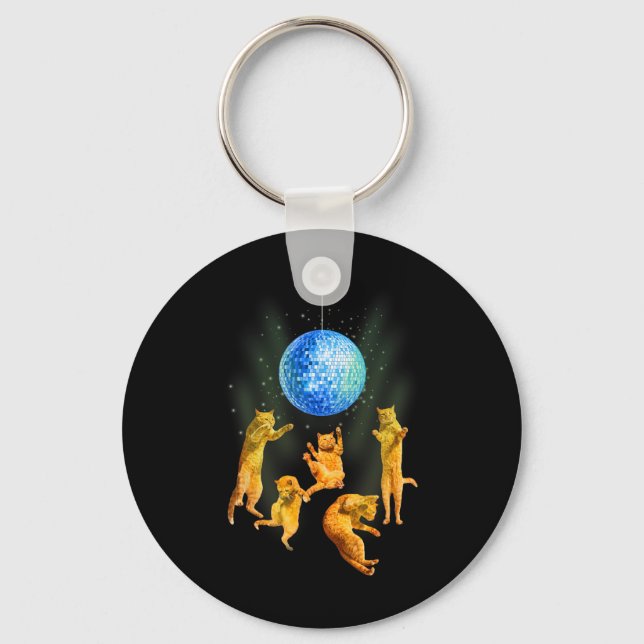 Dancing Cats Disco Ball Kitten Kitty Lover Party A Key Ring (Front)