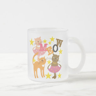 Dancing Cats Frosted Glass Coffee Mug
