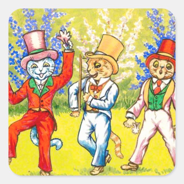 Dancing Cats Square Sticker (Front)
