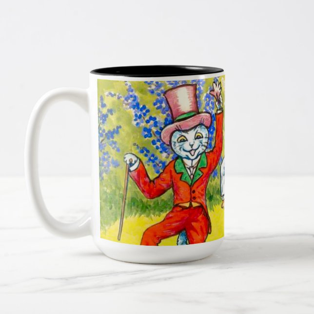 Dancing Cats Two-Tone Coffee Mug (Left)