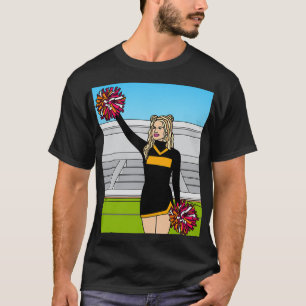 Dancing Cheerleader Cheers With Pom Poms 7 T-Shirt