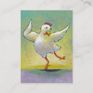 Dancing chicken fun art cute colourful happy business card