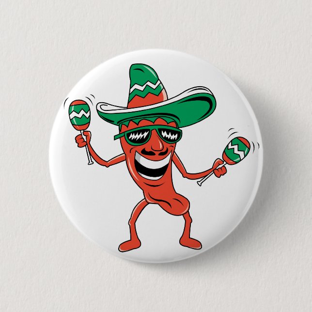 Dancing Chilli Pepper 6 Cm Round Badge (Front)