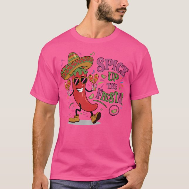 Dancing Chilli Pepper Sombrero Maracas Cinco De Ma T-Shirt (Front)