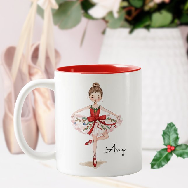 Dancing Christmas Ballet Girl  Two-Tone Coffee Mug (Creator Uploaded)