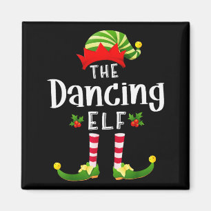 Dancing Christmas Elf Matching Pajama X-mas Party Magnet