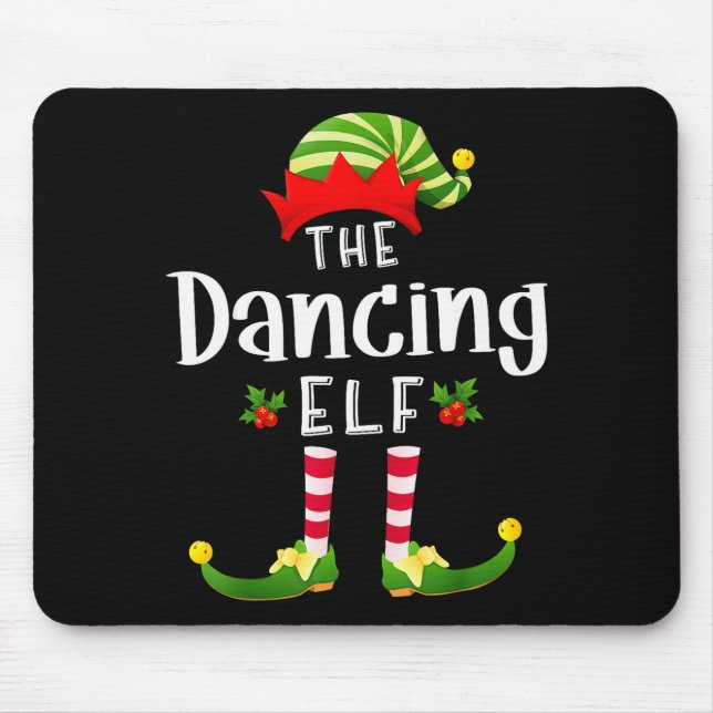Dancing Christmas Elf Matching Pajama X-mas Party  Mouse Pad (Front)