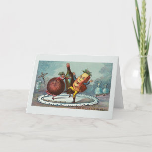 "Dancing Christmas Food!" Vintage Card