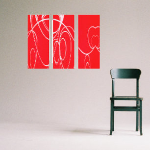 Dancing circles in red and white canvas print