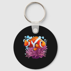 Dancing Clownfish In The Sea Anemone Key Ring