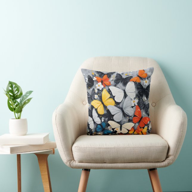 Dancing Colorful Butterfly Acrylic Art, Cushion (Chair)
