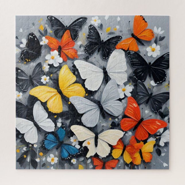 Dancing Colorful Butterfly Acrylic Art, Jigsaw Puzzle (Vertical)