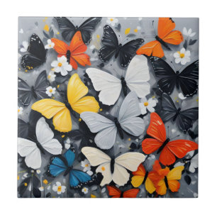 Dancing Colorful Butterfly Acrylic Art, Tile