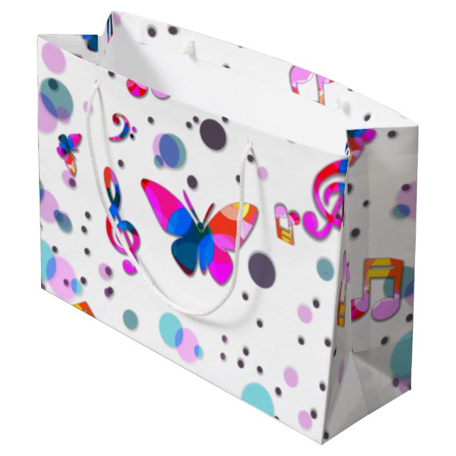 Dancing Colourful Music Large Gift Bag (Back Angled)