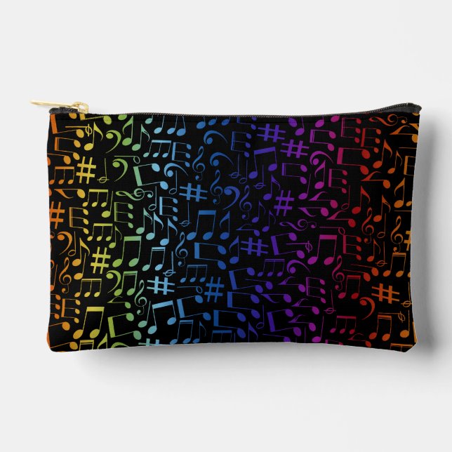 Dancing Colourful Music Notes Musician Music Lover Accessory Pouch (Front)