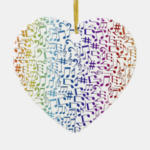 Dancing Colourful Music Notes Musician Music Lover Ceramic Tree Decoration