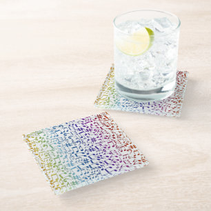 Dancing Colourful Music Notes Musician Music Lover Glass Coaster