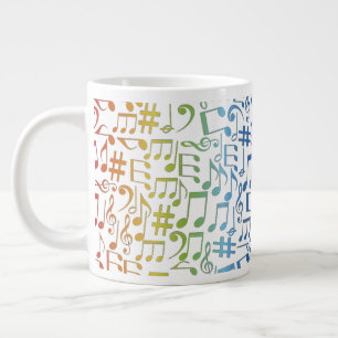 Dancing Colourful Music Notes Musician Music Lover Large Coffee Mug