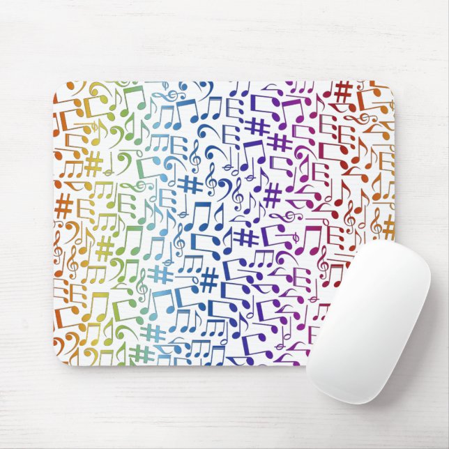 Dancing Colourful Music Notes Musician Music Lover Mouse Pad (With Mouse)