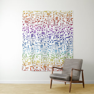 Dancing Colourful Music Notes Musician Music Lover Tapestry
