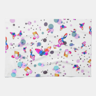 Dancing Colourful Music Tea Towel