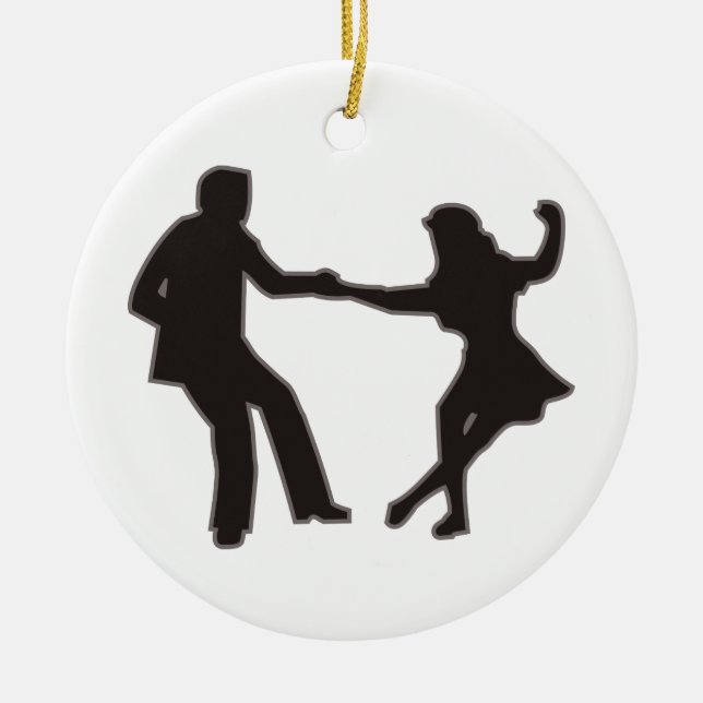Dancing Couple Ceramic Tree Decoration (Front)